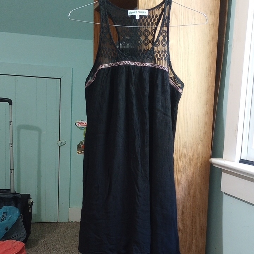 Almost Famous Black Halter Mini Sundress